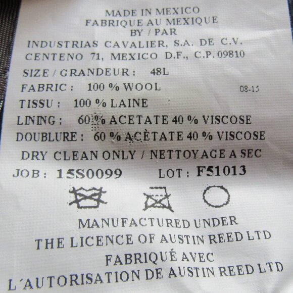 Austin Reed Men's Sport Coat 48L, Blue Black Check, 100% Wool, Moores F225 - Picture 11 of 11